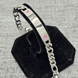 Swarovski Men's ID Bracelet With Pink Crystals